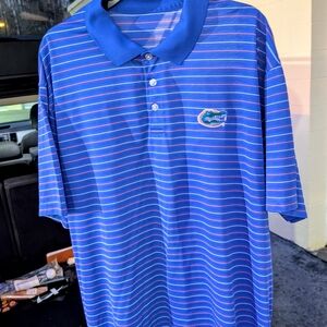 Nike Royal Blue Striped Polo with Pink & White Accents